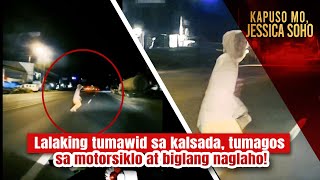 Lalaking tumawid sa kalsada tumagos sa motorsiklo at biglang naglaho  Kapuso Mo Jessica Soho [upl. by Michi600]