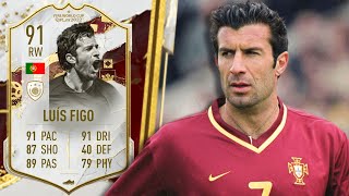 5 SKILL MOVES ⭐ 91 World Cup Icon Luis Figo FIFA 23 Player Review [upl. by Der815]