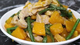 Pork Squash Recipe  Ginisang Kalabasa with pork and sitaw [upl. by Attesoj759]