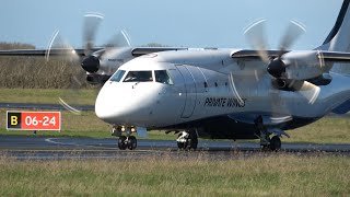 Dornier 328 Private Wings landing at Saint Brieuc Armor Airport [upl. by Cynthea945]