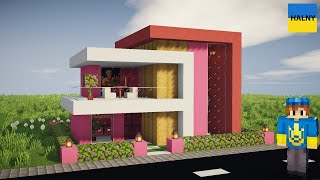 Minecraft pink house tutorial [upl. by Ahsinnek]