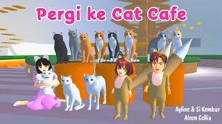 Ayline amp Si Kembar Alcen Cellia  Pergi ke Cat Cafe  Sakura School Simulator [upl. by Scammon]