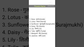 10 Flowers Name in English and Hindilearn flowers name with spelling shorts [upl. by Enelhtak]