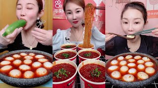 Eating Spicy Noodles and Eggs Mukbang Show 먹방 Chinese Foods 매운 국수와 계란을 먹고 吃辣面和鸡蛋 [upl. by Aninahs230]