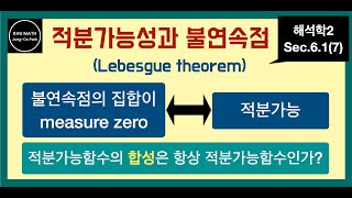 해석학2 61절 7 적분가능함수의 불연속점의 갯수  Lebesgue theorem  measure zero [upl. by Rizzi]