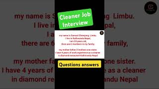 Cleaner Job Interview Important Question Answer l Cleaner Interview shortsfeed shortviral shorts [upl. by Dnomsad]