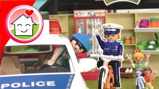 Playmobil Familie Hauser  Der HofladenÜberfall  Polizei Kommissar Overbeck mit Anna und Lena [upl. by Notseh]