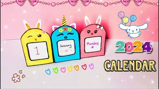 How to make a 2024 desk calendar  diy calendar paper Mini calendar paper crafts for school  DIY [upl. by Hashum414]