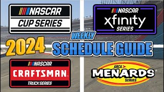 NASCAR 2024 Schedule Guide Cup Xfinity Trucks ARCA [upl. by Annaet]