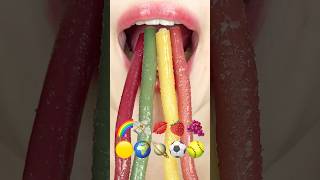 ASMR EMOJI FOOD 🌈💸💋🍓🍇🟡🌍🪐⚽️🥎 이모지 먹방 sped up [upl. by Ynohtnacram]