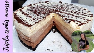 Sütés nélküli tripla csokis mousse torta 🍫🎂 [upl. by Leinto]