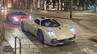 Pagani Utopia driving loud sound and acceleration in Milan [upl. by Binetta747]