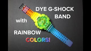 How to dye GShock band with rainbow colors GSHOCK錶帶染色教學彩虹 [upl. by Llejk]