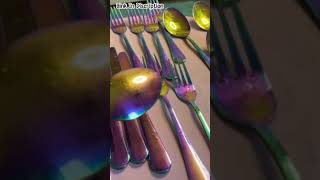 Rainbow Flatware Review 1 cutlery silverware Set 20 Pieces colorful Tableware Set kinfe [upl. by Hesoj]