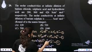 The molar conductivities at infinite dilution of barium chloride sulphuric acid and hydrochlori [upl. by Cathyleen179]