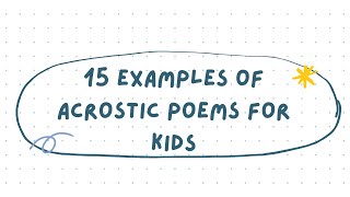 10 Examples of Acrostic Poems For Children shorts [upl. by Wolpert]