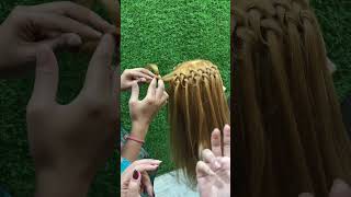 Infinity ♾️ shape waterfall hairstyle variation  how to do waterfall hairstyle [upl. by Olenta]