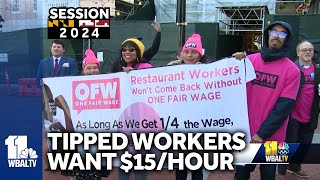 Tipped workers call for 15 minimum wage in Maryland [upl. by Aidnis]