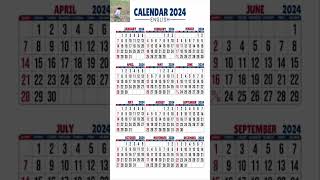 Calendar 2024 English  2024 Ka Calendar  English [upl. by Tarryn]