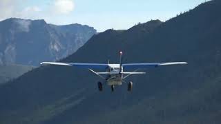 Cessna 206 Stationair II takeoff from gravel bar airstrip at upper Ambler river [upl. by Seed811]