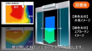 2wayエアカーテン自動ドア連動型【省エネ対策・花粉や粉じん侵入防止に】 [upl. by Ahsaz]