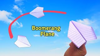 How to Make Boomerang Paper Plane  Come Back Flying Paper Plane  Notebook Paper Boomerang Plane [upl. by Kellby516]