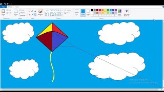 MS paint  How to make a flying kite on microsoft paint  full tutorial step by step MS paint [upl. by Rasla964]