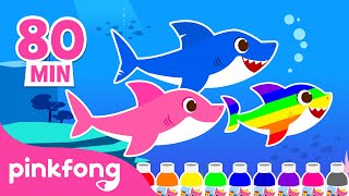 Baby Sharks Coloring Fun and more 🌈 Learn Colors  Compilation  Pinkfong Videos for Children [upl. by Shepley]