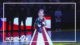 Washington girl goes viral AGAIN for her performance of the national anthem [upl. by Sonafets827]