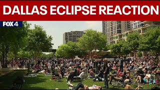 Solar Eclipse 2024 Crowd in Downtown Dallas reacts to totality [upl. by Rafaela289]