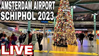 🔴 Amsterdam Airport Schiphol Walking Tour  In The Beginning of The Year 2023 [upl. by Yessej]