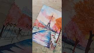 Eiffel tower painting 🖌️ art waterpainting painting shortvideo youtubeshorts feedshorts [upl. by Anderer]