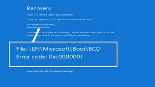 How to Fix Windows 1011 Boot Error Code 0xc00000e  0xc00000f with command prompt [upl. by Morita]