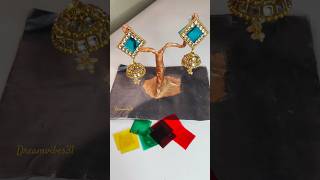 Diy Colour changeable earrings 😍😊 kundan handmade earrings ytshorts trending [upl. by Elahcar]