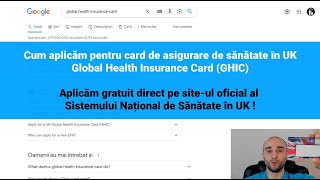 Obținere card asigurare de sănătate în UK valabil în Europa  Global Health Insurance Card GHIC [upl. by Fulton]