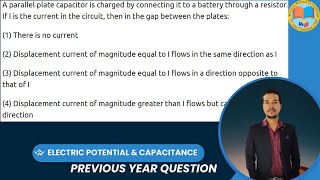 A parallel plate capacitor is charged by connecting it to a battery through a resistor If I is the [upl. by Naihtsirc387]