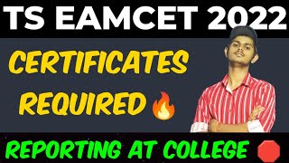 Ts eamcet 2022 certificates required for college reportingself reportingtseamcet tseamcet2022 ts [upl. by Atsahs]