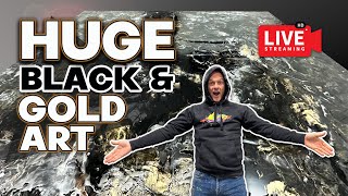 MASSIVE Black and Gold Abstract Painting comes to life [upl. by Hurley396]