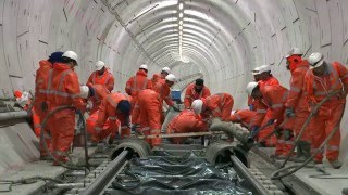 Crossrail Railway Systems First permanent tracks laid in the Crossrail tunnels [upl. by Mcnully741]