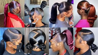 PONYTAIL HAIRSTYLES FOR BLACK WOMEN  VERY SLEEK AND GORGEOUS  PONYTAIL HAIRSTYLES WITH WEAVE [upl. by Eniliuqcaj]