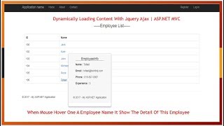 Dynamically Loading Content With Jquery Ajax  ASPNET MVC [upl. by Cavil]