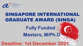 How to apply for Singapore International Graduate Award SINGA  Fully Funded [upl. by Cyna657]