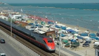 Frecciarossa MilanoAncona \ Frecciarossa Train in Adriatic Railroad [upl. by Solracnauj]