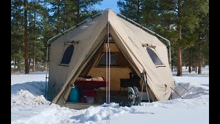 Living OffGrid in a Tent w Wood Stove New Campsite w No WIND so I can finally SLEEP [upl. by Esdnyl]