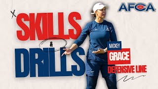 Defensive Line Skills amp Drills  Mickey Grace Uconn  Double Side Scissors [upl. by Nueoras]