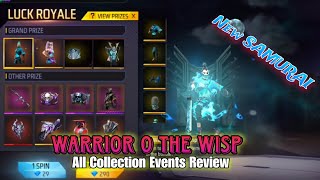 New Samurai Bundle in Free Fire  Warrior O The Wisp theme All Collection events review [upl. by Navonoj]