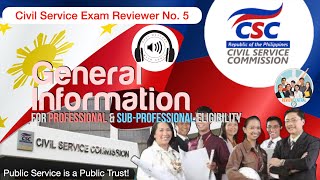 Civil Service Exam Reviewer No 5 General Information  reviewcentral csc civilserviceexam [upl. by Walkling]