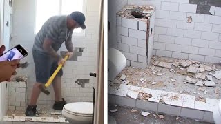 Contractor Smashes Bathroom With Sledgehammer Over Payment [upl. by Eneleoj]