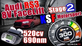 Audi RS3 520HP Stage 2 KSF MotorSport 100300Kmh Acceleration VBOX [upl. by Hgieliak]