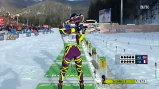 Hegle Svendsen vs M Fourcade Ruhpolding World Championships Relay [upl. by Arymas]